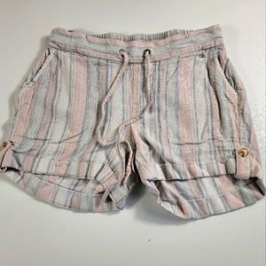Calvin Klein Jeans Womens Striped Linen Blend Shorts 0